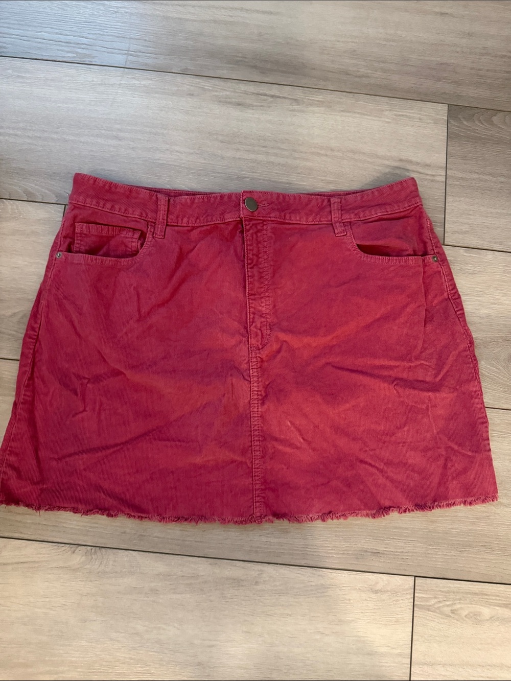 Women's Pink Corduroy Mini Skirt - Classic Casual